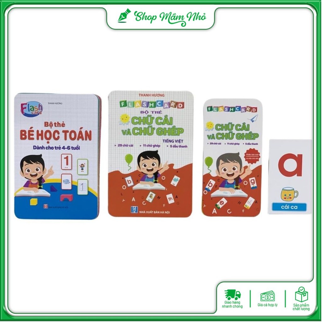 Bộ Thẻ Flashcard chữ cái chữ ghép - Bộ Thẻ  Flashcard học toán cho bé