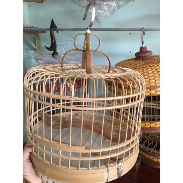 Lồng chim cu gáy size 36 nan tre hàng ráp sẵn kèm phụ kiện, Lồng nuôi chim cu gáy bền đẹp