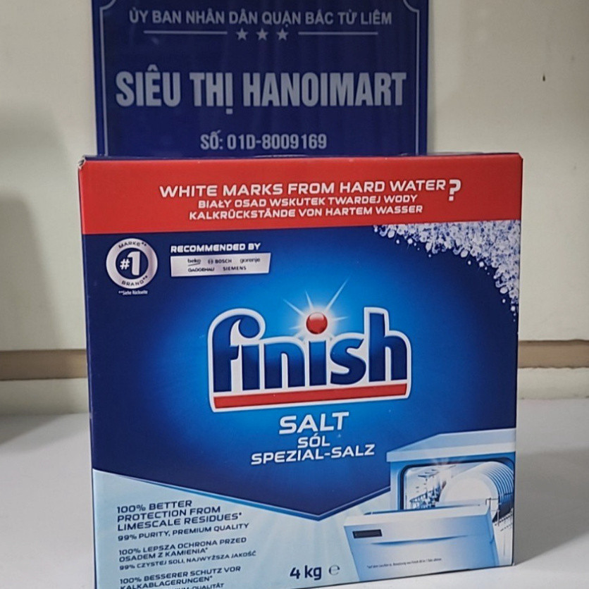 Muối rửa bát Finish hộp 4kg, 3kg muối finish Nhập Khẩu EU, 1.5kg muối rửa bát finish 1.2kg, muối rửa