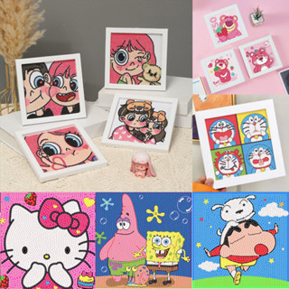  Tranh đính đá có kèm khung tự làm hình gấu dâu cặp đôi cô gái mini anime doraemon theo yêu cầu 