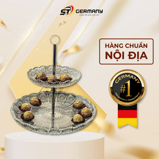 Khay pha lê đựng bánh kẹo 2 tầng Bohemia M57 31 + 19 cm nội địa Đức GermanySnT 140025