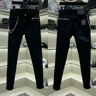 Quần Jean DSQ Nam Đen Trơn Khóa Zip  - Quần DSQ 4 Cúc Amiri Vintage, Quần Bò Nam Đen Vladak hoạ tiết 2025 mới