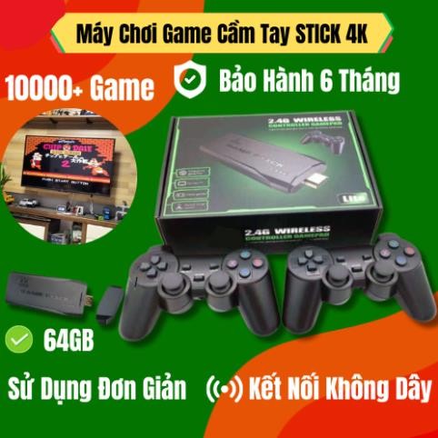 Máy Chơi Game Cầm Tay STICK 4K V2 PRO HDMI 64Gb Sẵn 15000 Game, Tay Cầm Chơi Game Kết Nối Không Dây