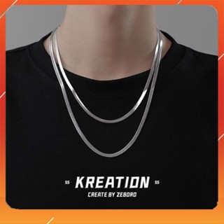 Dây chuyền nam nữ titan cao cấp sang trọng thép không gỉ dây mì dẹp wakaha vn kích 4mm PTDCNA43