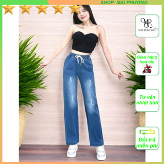 ✨ Quần Jean Dài Ống Suông Cào Xước Wash Thời Trang - Vải Jean Co Giãn Mạnh