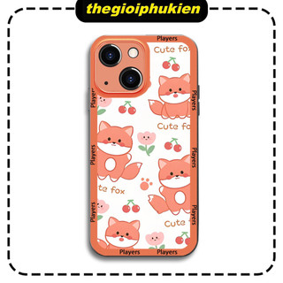 Ốp iphone - Ốp lưng cạnh vuông bảo vệ camera cáo hồng cute dành cho ip 6 đến 16promax - ng745
