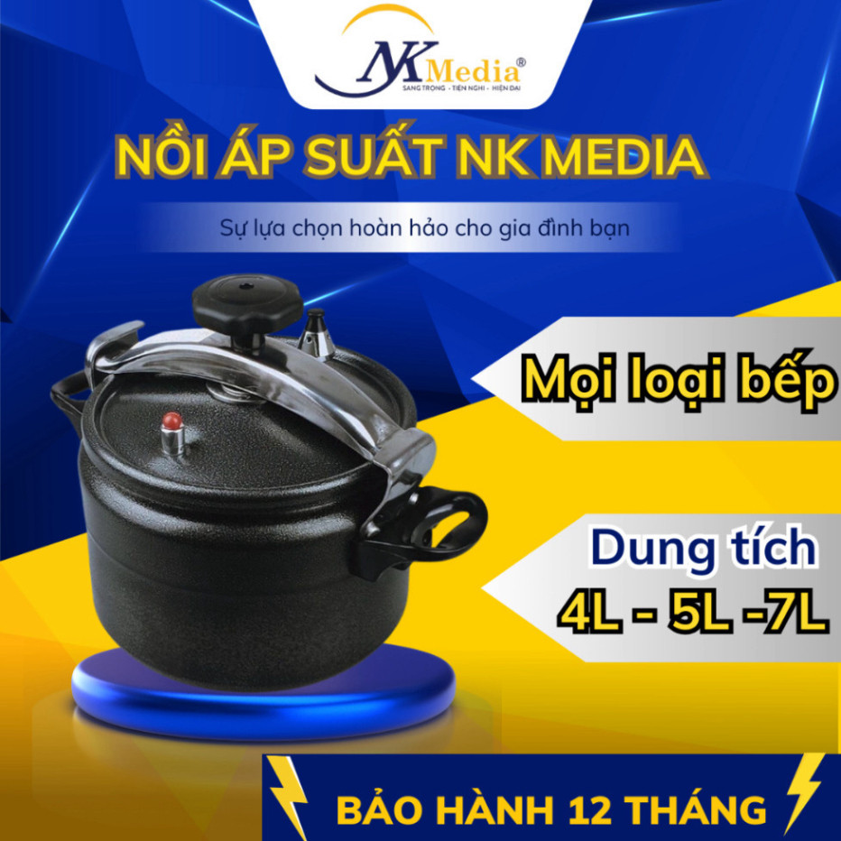 Nồi Áp Suất Đáy Từ Dùng Mọi Bếp NK MEDIA (4L - 5L - 7L) - Màu Ngẫu Nhiên - Hàng Chính Hãng H33