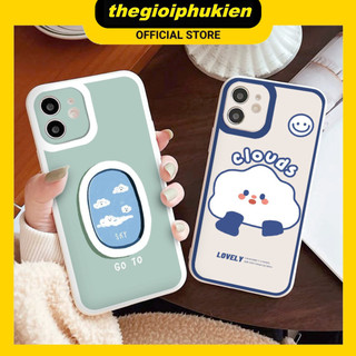 Ốp iphone - Ốp lưng iphone cạnh vuông bảo vệ camera mây trắng cute dành cho ip 6 đến 16promax - ng319