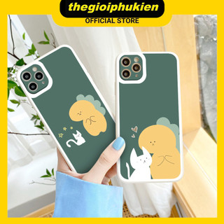 Ốp iphone - Ốp lưng iphone cạnh vuông khủng long và mèo dành cho ip 6 đến 16promax - ng222