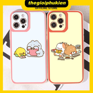 Ốp iphone - Ốp lưng iphone cạnh vuông viền camera Đôi bạn học bài dành cho ip 6 đến 16promax - ng185