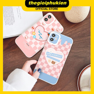 Ốp iphone - Ốp lưng iphone cạnh vuông viền camera Caro trái tim dành cho ip 6 đến 16promax - ng076