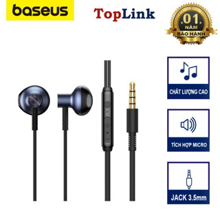 Tai Nghe Nhét Tai Có Dây Có Mic Đàm Thoại Baseus H19 Jack Cắm 3.5mm Cách Âm Chống Ồn Âm Thanh Nổi 6D Hifi - TopLink