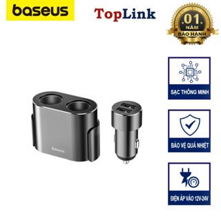 Bộ Chia Tẩu Sạc Trên Xe Ô Tô Ra Cổng Baseus (CRDYQ) 12 V-24V Tích Hợp 2 Cổng USB Sạc Nhanh Công Xuất 100w Dây 60cm