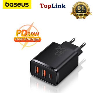 Củ Sạc Nhanh 30w 2 Cổng USB + Type C PD/QC3.0 Baseus Công Suất Cho I.P Sam.Sung Xiaomi HuaWei- TopLink