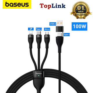 Cáp Sạc Nhanh Và Truyền Dữ Liệu 3 đầu 100w 3 in 1 Baseus Flash Series 2 Charging Data Cổng IP/ USB A/ Type C