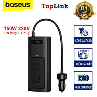 Tẩu Sạc Chuyển Đổi Điện Ô Tô DC 12V Sang Xoay Chiều AC 220V Baseus In Car Inverter 150W Đa Năng Tiện Dụng Chính Hãng