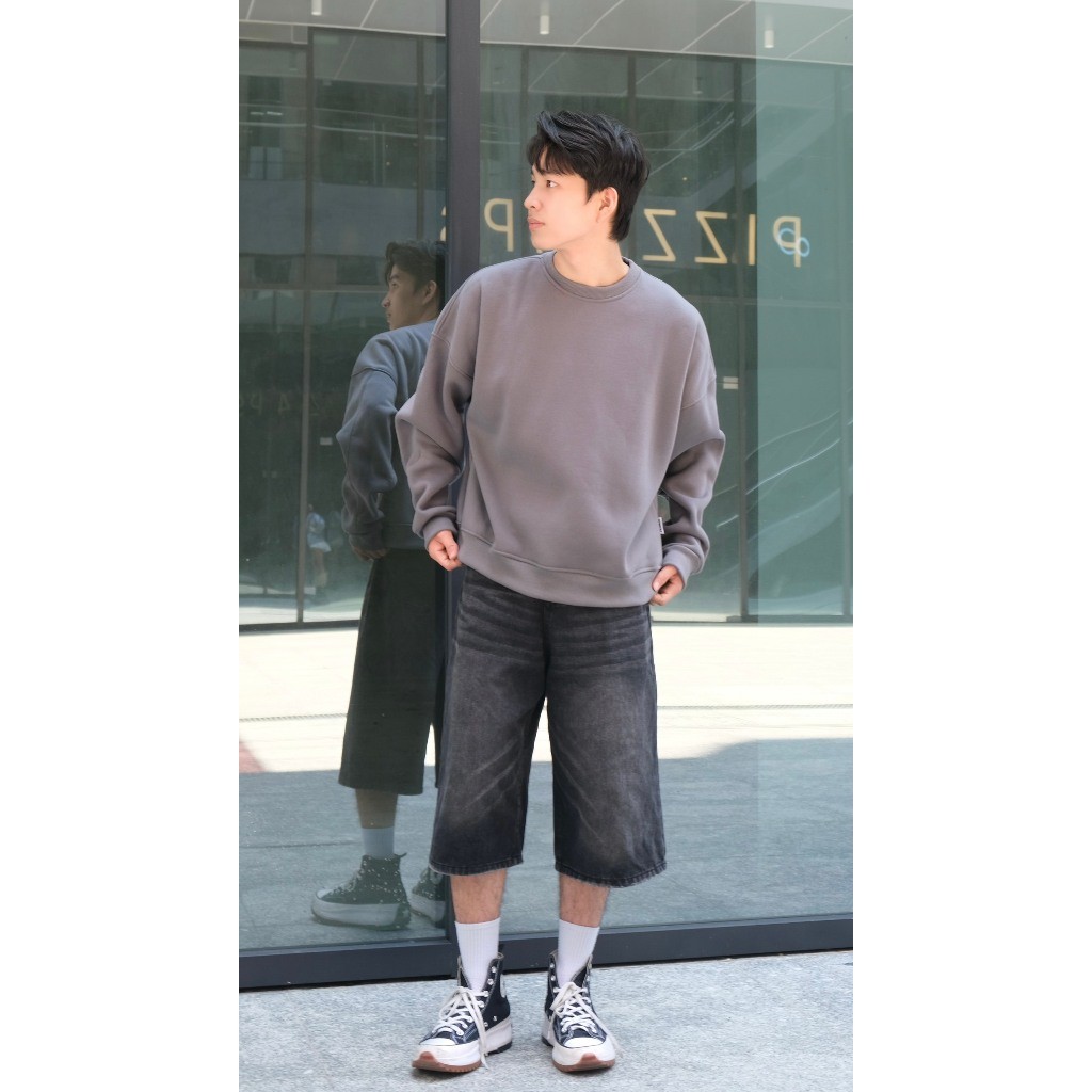 Áo Sweater Nỉ Bông Trơn Nowwear Tay Phồng Form Boxy Dày Dặn Nam Nữ Unisex | BigBuy360 - bigbuy360.vn