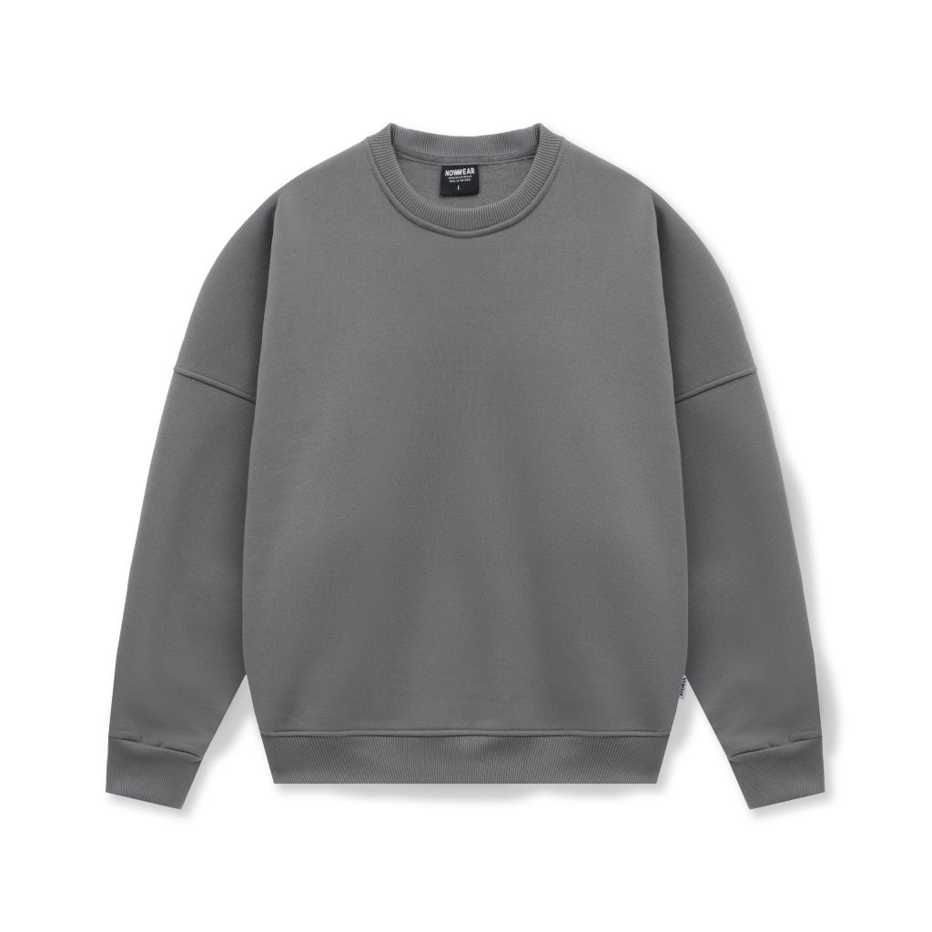 Áo Sweater Nỉ Bông Trơn Nowwear Tay Phồng Form Boxy Dày Dặn Nam Nữ Unisex | BigBuy360 - bigbuy360.vn