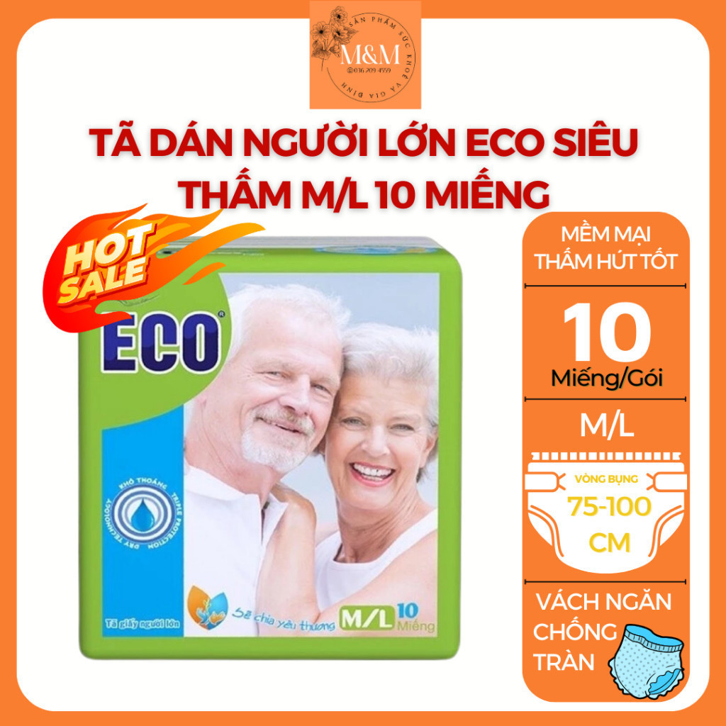 Tã dán người lớn Eco siêu thấm M/L 10 miếng