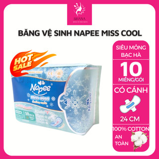 [Hot]i Băng vệ sinh Napee Miss Cool 24cm 10 miếng/gói the mát chip Anion kháng khuẩn siêu mỏng, siêu thấm hút