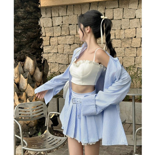 H2STORE - SET ÁO SƠ MI PHỐI CHÂN VÁY TRẺ TRUNG (KÈM ÁO DÂY) - K05717