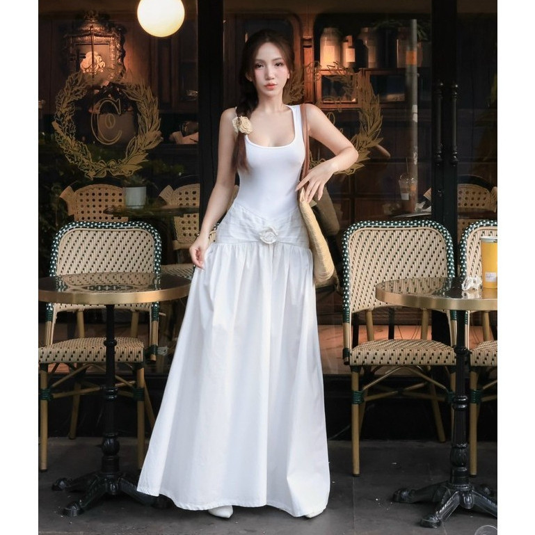 H2STORE - ĐẦM DÀI XẾP LI ĐÍNH HOA NỮ TÍNH - B05759