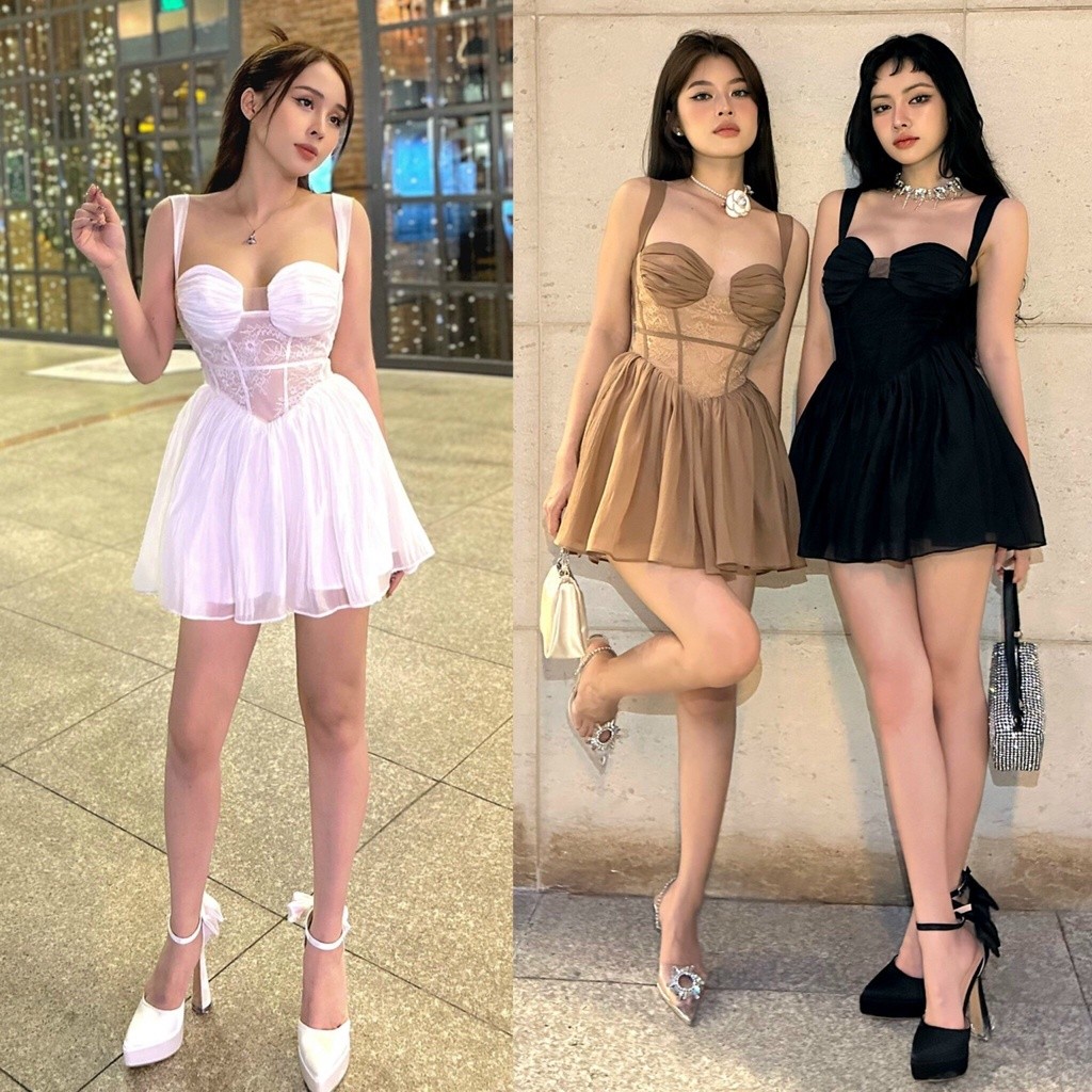 H2STORE - ĐẦM REN 2 DÂY  -   QA03006