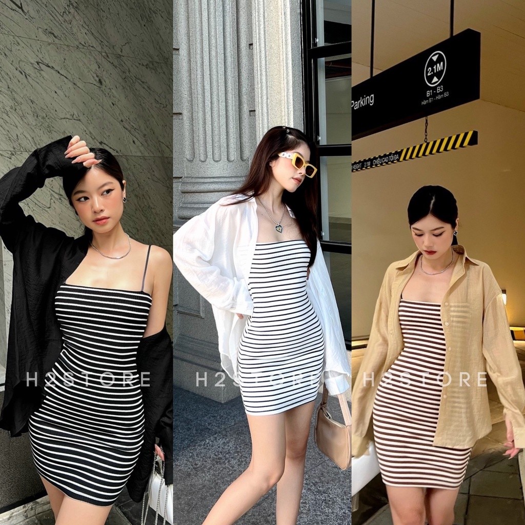 H2STORE - ĐẦM 2 DÂY SỌC - QA02104