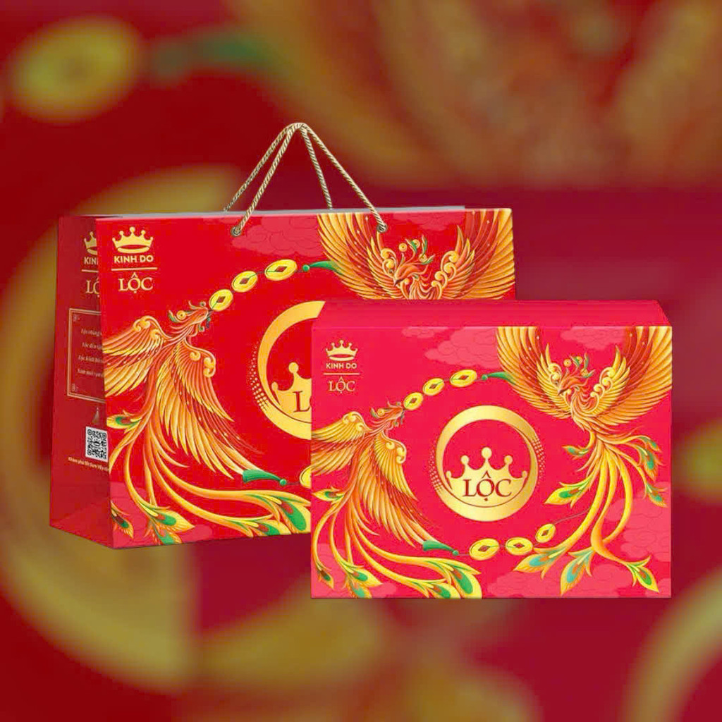 Bộ Quà Bánh Tết Kinh Đô Lộc Phát - Hộp Giấy 795,4G - CÓ TÚI GIẤY