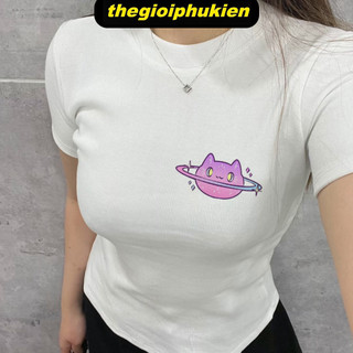 Áo thun babytee Mèo vũ trụ ôm body chất thun con giãn 4 chiều ngắn tay cổ tròn tôn dáng - ba2003