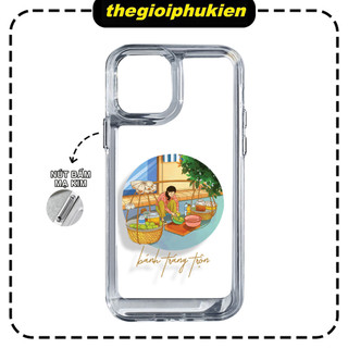 Ốp lưng iphone trong suốt siêu dày bánh tráng trộn viền vuông nút bấm kim loại dành cho ip 6 đến 16promax - sd2539