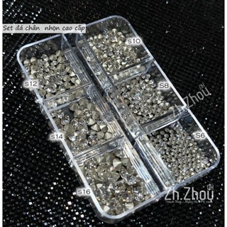 Đá chân nhọn cao cấp,Khay Đá Chân nhọn K9 giả Úc Siêu sáng Đính móng, đá k9 chân bằng 16 khía, đá trắng 16 khía