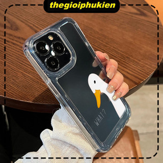 Ốp lưng iphone trong suốt siêu dày vịt trắng viền vuông nút bấm kim loại dành cho ip 6 đến 16promax - sd2014