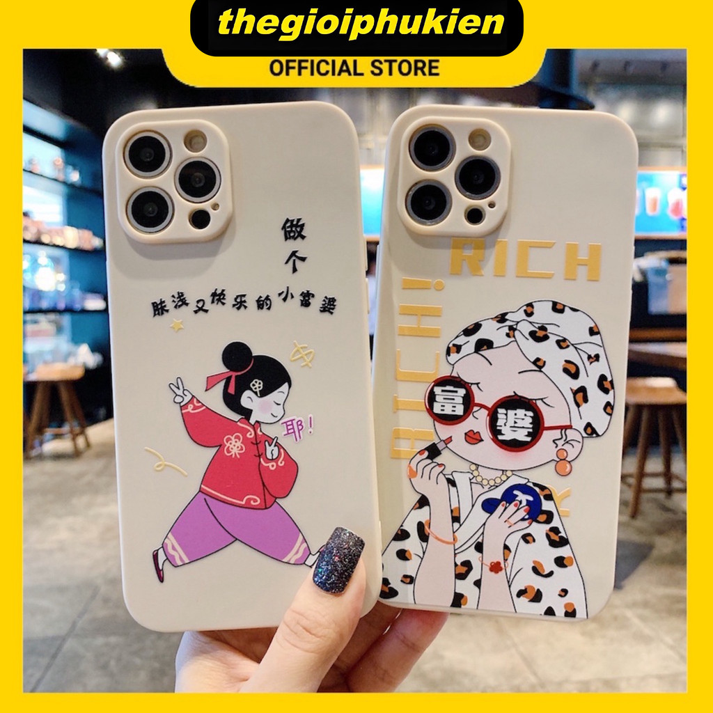 Ốp lưng iphone cạnh vuông Quý cô dành cho iphone 6 đến 16promax - E77