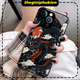 Ốp lưng iphone mặt kính Rồng đen dành cho ip 6/7/8/plus/x/xr/xs/11/12/13/14/pro max - k524