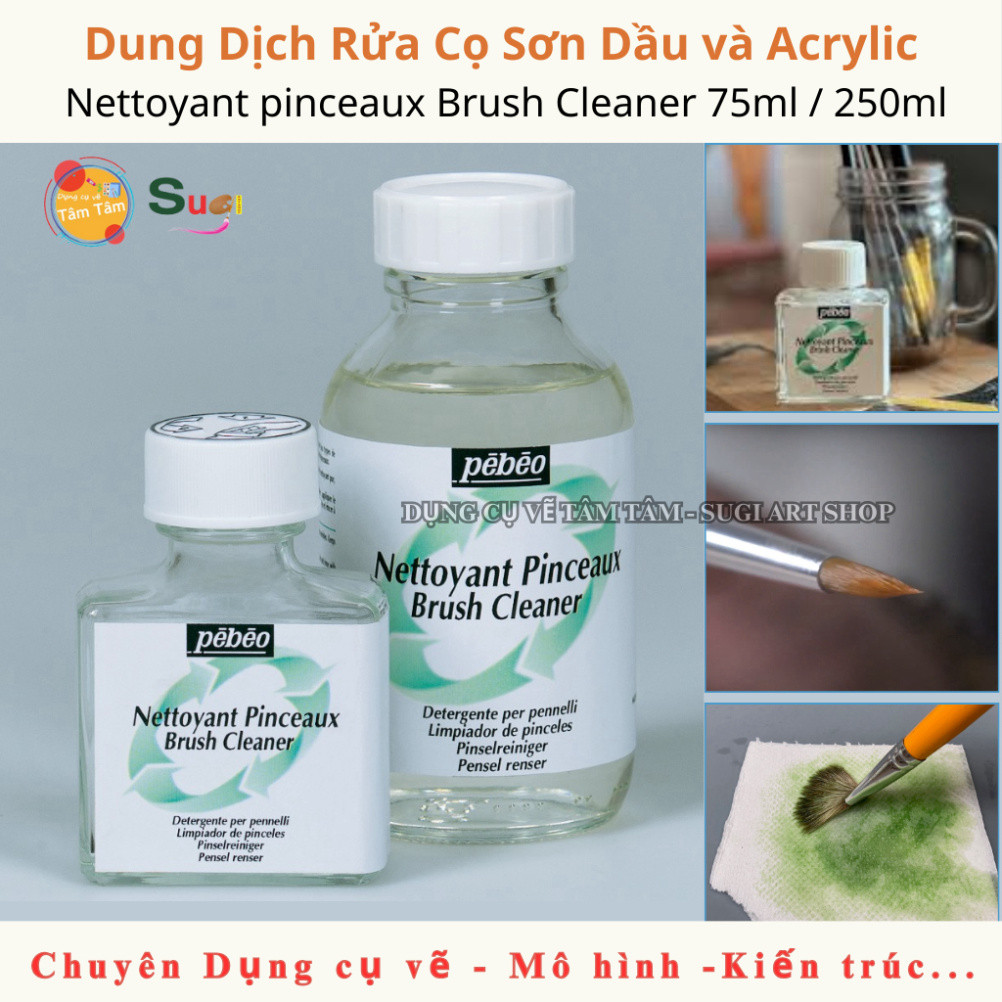 [ Tâm Tâm ] Dung Dịch Rửa Cọ Vẽ , Dụng cụ vẽ Sơn Dầu và Acrylic Pebeo 75ml/ 245ml