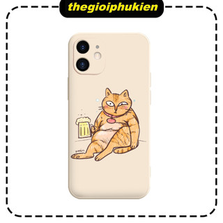 Ốp lưng iphone cạnh vuông mèo tửu 6/6splus/7/7plus/8/8plus/x/xr/xs/11/12/13/pro/max/plus/promax - e6629