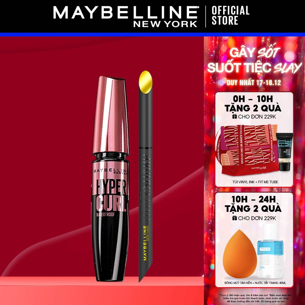 Bộ Trang Điểm Bút Kẻ Mắt Nước Siêu Sắc Mảnh 36H Không Trôi Hyper Sharp, Mascara Dài Mi Và Cong Mi Hyper Curl Waterproof