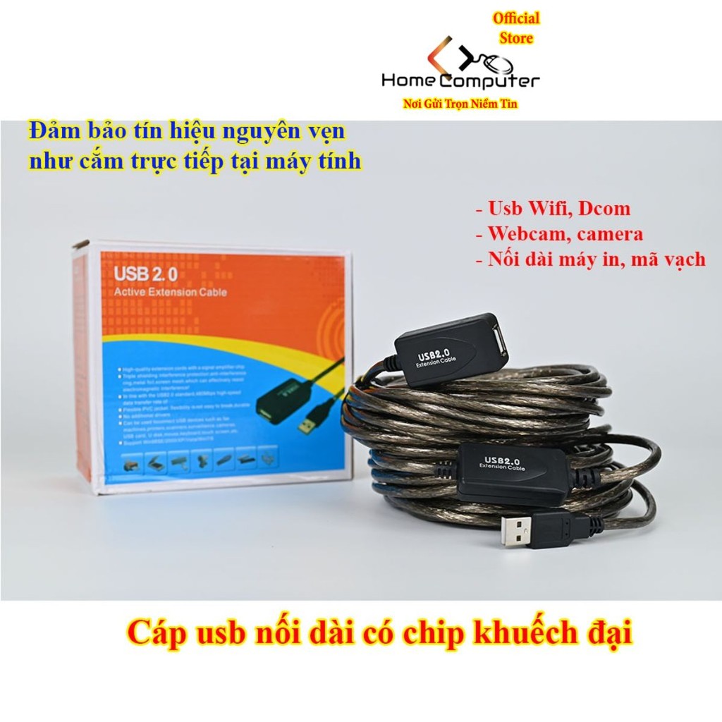 Cáp nối dài usb gắn chip khuếch đại, dùng cho camera, Dcom, Usb wifi, nối dài máy in