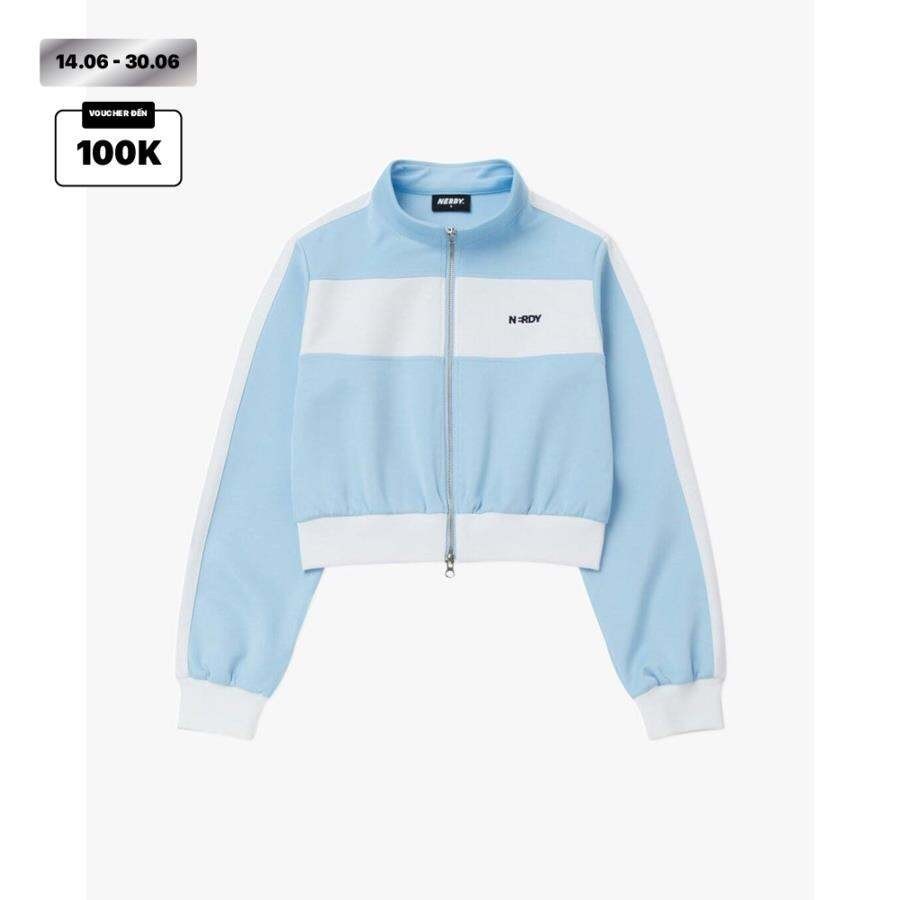 NERDY - Áo khoác thể thao nữ cổ trụ tay dài Color Block Track
