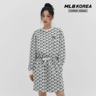 MLB - Đầm mini cổ tròn tay dài Classic Monogram Jaquard Overfit 3FOPM0134-50CRD
