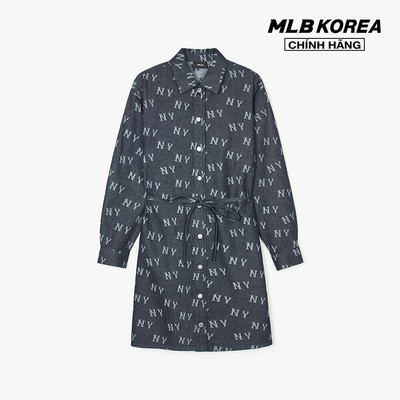 MLB - Đầm sơ mi denim cổ bẻ tay dài Classic Jacquard Monogram_3FDDM0141-50NYD