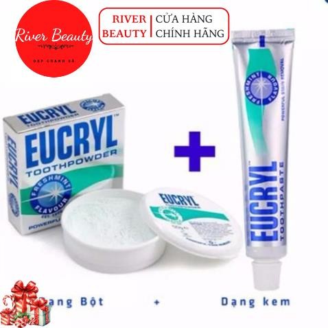 Combo Bột Và Kem Đánh Trắng Răng Eucryl UK