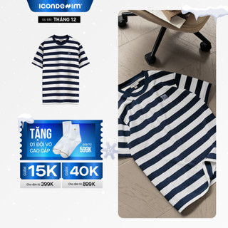 Áo Thun Nam Sọc Ngang Co Dãn Double Stripe Form Regular ATID0417