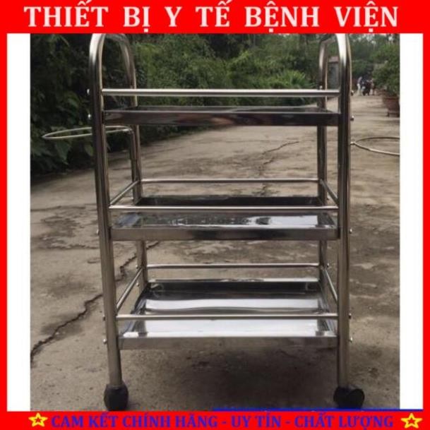 Xe đẩy inox, xe tiêm 3 tầng cho thẩm mỹ, Spa - HÀNG HÃNG 35x45x81 cm