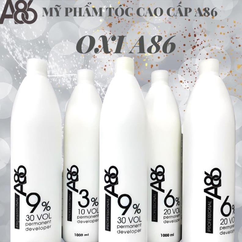 Oxy trợ nhuộm A86 Developer, Oxi hương bạc hà chống xót da đầu chai 1000ml đủ 3%, 6%, 9%, 12%
