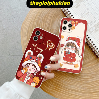 Ốp iphone - Ốp lưng iphone cạnh vuông bảo vệ camera Girl chúc tết dành cho ip 6 đến 16promax - ng509