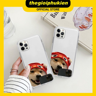Ốp iphone - Ốp lưng iphone trong suốt cạnh vuông bảo vệ camera cún selfie dành cho ip 6 đến 16promax - u114