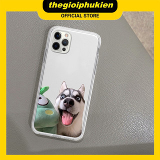 Ốp iphone - Ốp lưng iphone trong suốt cạnh vuông bảo vệ camera cún hài hước dành cho ip 6 đến 16promax - u109