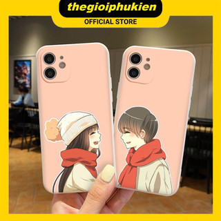 Ốp lưng iphone cạnh vuông bảo vệ camera cặp đôi đeo khăn dành cho ip 6 đến 17promax - ng446